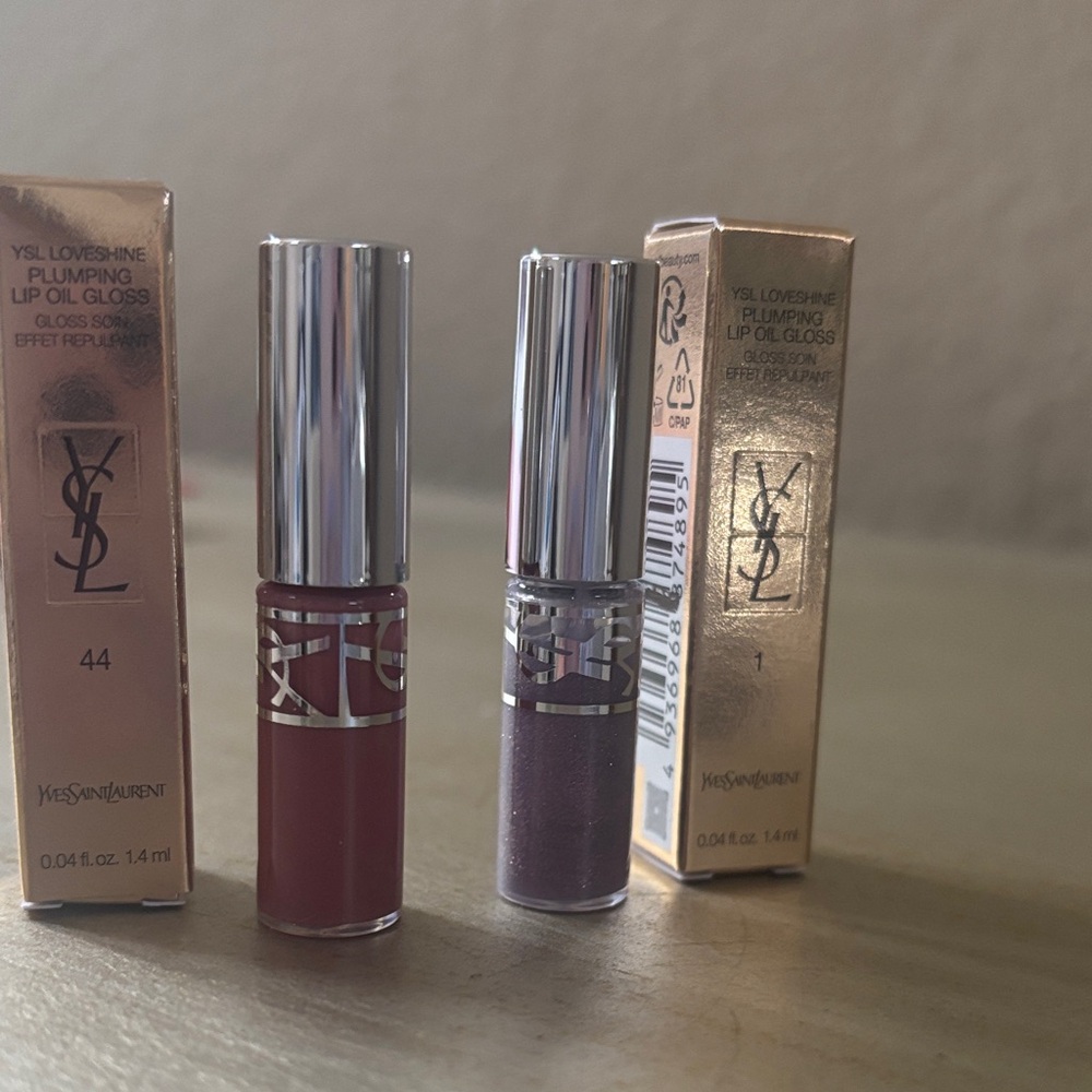 Yves Saint Laurent Love Shine Lip Oil Gloss Duo - Pink  and Shimmering Lavender - Picture 2 of 3
